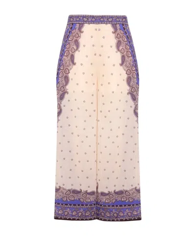 Zimmermann Maxine Trousers With Purple Paisley Print