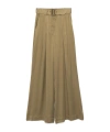 Zimmermann Pantalone Dalla Gamba Ampia Crush In Raso Verde Oliva Donna In Brown