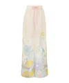 Zimmermann Pop Print Relaxed Silk Wide Leg Pants In Nude