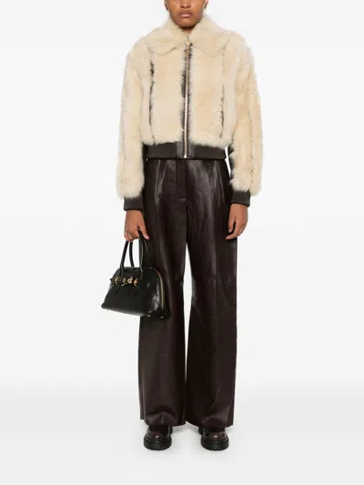 Zimmermann Illustration Shearling Fur Jacket In Beige
