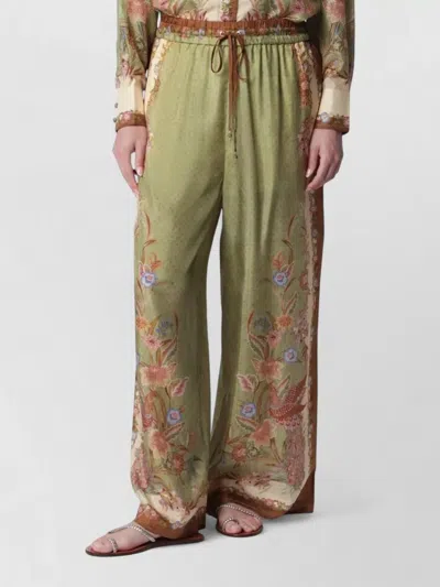 ZIMMERMANN WIDE LEG LOUNGE PANTS SIDE STRIPE FLORAL
