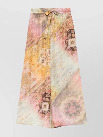 ZIMMERMANN WIDE-LEG PRINTED BELTED TROUSERS