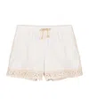 Zimmermann Kids Wylie Crochet-trimmed Cotton Shorts In White