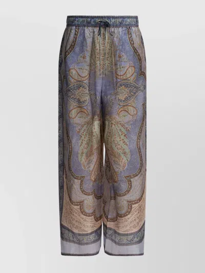 Zimmermann Wide Leg Trousers Elastic Waistband In Multi