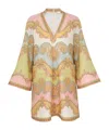 Zimmermann Pastel Paisley Pattern Linen Dress In Nude