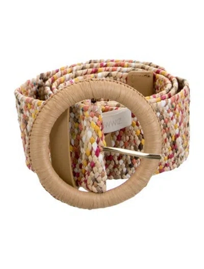 Pre-owned Zimmermann Wide Straw Waist Belt In Neutrals