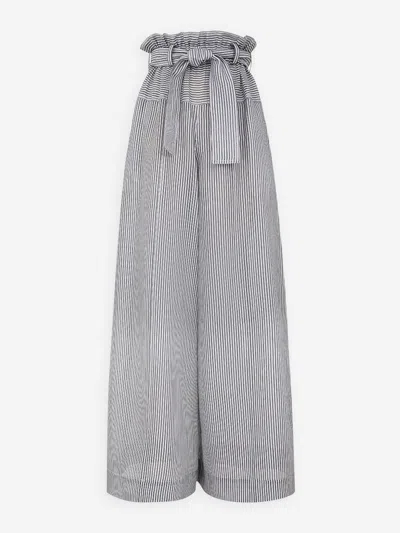 Zimmermann Wide Striped Pants In Black & White