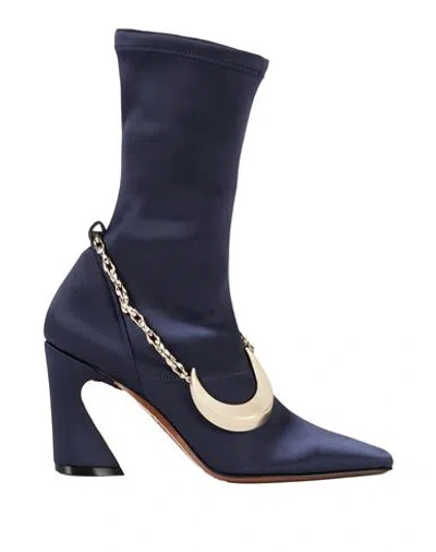 Zimmermann Woman Ankle Boots Navy Size 10 Textile Fibers In Blue