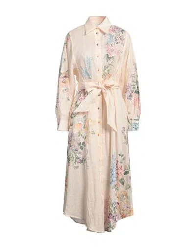 Zimmermann Halliday Belted Floral-print Linen Midi Shirt Dress In Multi