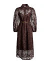 Zimmermann Woman Midi Dress Chocolate Brown Size 2 Recycled Polyester, Elastane In Brown