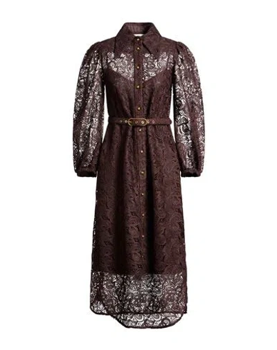 Zimmermann Woman Midi Dress Chocolate Brown Size 2 Recycled Polyester, Elastane