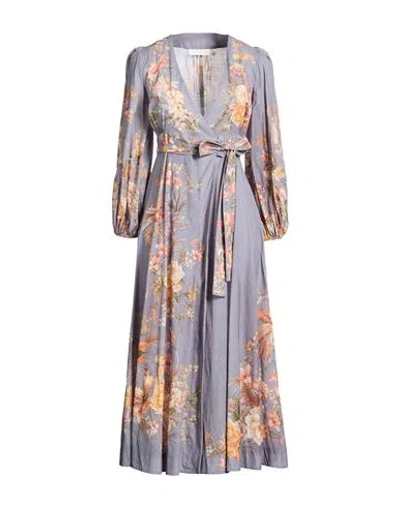 Zimmermann Woman Midi Dress Slate Blue Size 00 Cotton In Multi