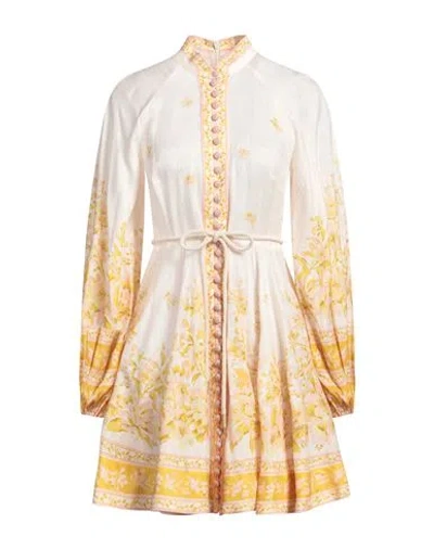 Zimmermann Floral-print Linen Mini Dress In Yellow