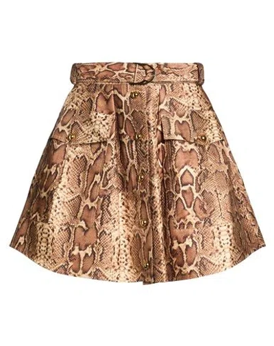 Zimmermann Woman Mini Skirt Beige Size 2 Silk, Cotton In Sand
