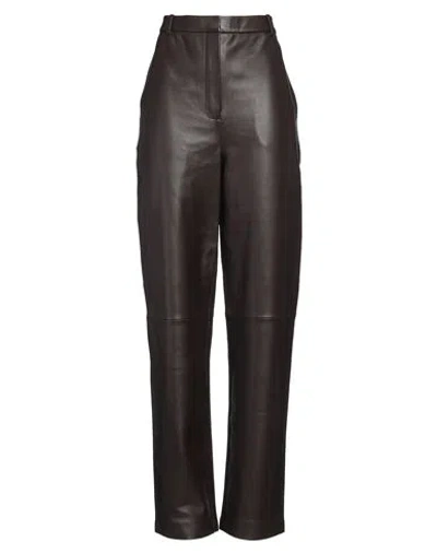 Zimmermann Woman Pants Dark Brown Size 3 Lambskin