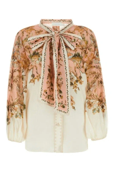 Zimmermann Woman Printed Ramie Chintz Blouse In Multicolor