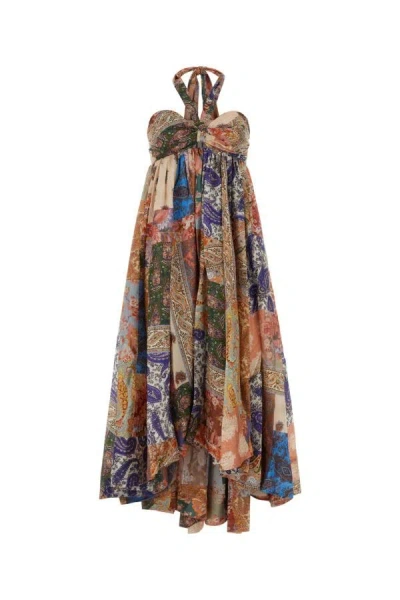 Zimmermann Woman Printed Silk Dress In Multicolor