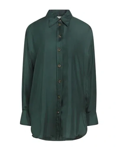 Zimmermann Woman Shirt Dark Green Size 3 Silk