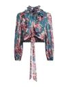 Zimmermann Tie-detailed Floral-print Ramie-voile Blouse In Blue