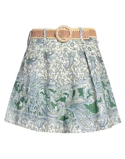 ZIMMERMANN ZIMMERMANN WOMAN SHORTS & BERMUDA SHORTS GREEN SIZE 3 LINEN