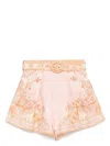 Zimmermann Acacia Linen Shorts In Pink