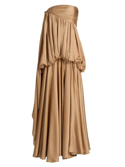 Zimmermann Women's Alchemy Billow Draped Silk Maxi Dress In Gold