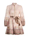 Zimmermann Womens Pink Paisley Alchemy Belted Floral-print Linen Mini Dress In Multi