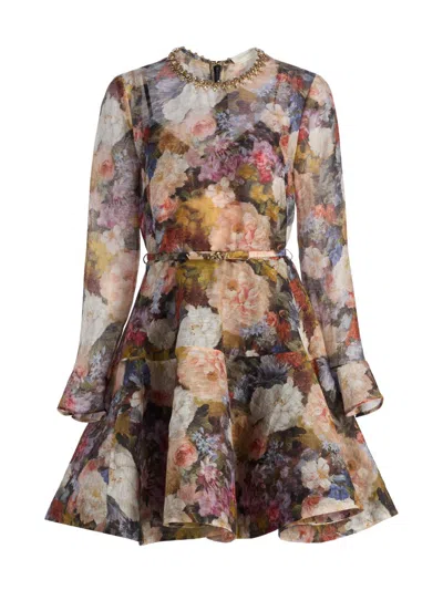 Zimmermann Women's Alchemy Floral Linen-silk Minidress In Pink