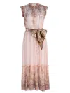 Zimmermann Alchemy Belted Paisley-print Chiffon Midi Dress In Pink