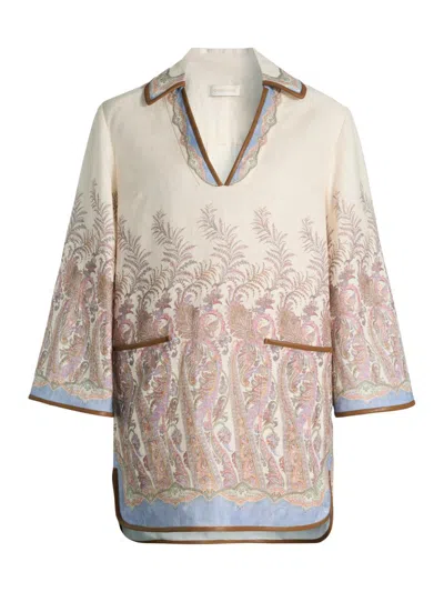 Zimmermann Women's Alchemy Floral Paisley Linen Tunic Minidress In Neutral