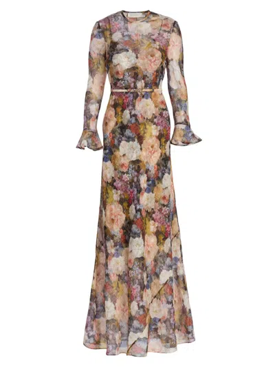 Zimmermann Women's Alchemy Linen-silk Maxi Dress In Pink