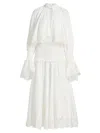 Zimmermann Alchemy Ruffled Shirred Lace-trimmed Cotton-poplin Midi Dress In White
