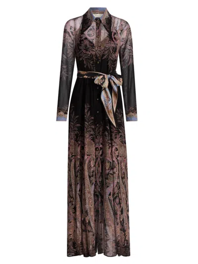 Zimmermann Women's Alchemy Printed Tie-waist Sheath Maxi Shirtdress