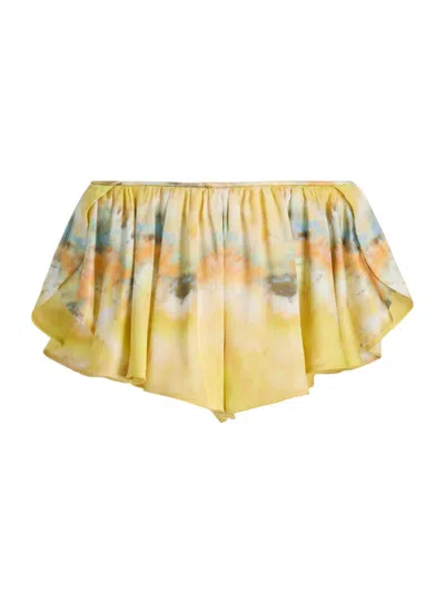 Zimmermann Women's Alchemy Tuck Silk Micro Shorts In Yellow