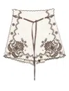 Zimmermann Womens Ivory Chocolate Ascension Embroidered Linen Shorts Xs