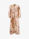 Zimmermann Womens Cream Palm Floral Ascension Plunge Linen Midi Dress In Multi