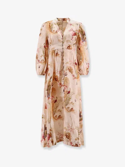Zimmermann Women Ascension Plunge Linen Midi Dress