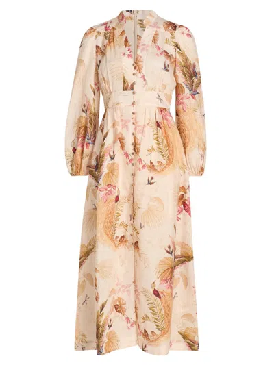 ZIMMERMANN WOMEN'S ASCENSION PLUNGE MIDI-DRESS