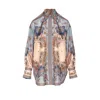Zimmermann Womens Blue Cream Indienne Ascension Manstyle Graphic-pattern Silk Shirt In Green