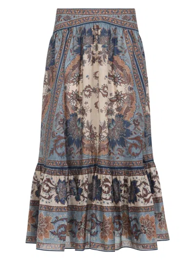 ZIMMERMANN WOMEN'S ASCENSION TIERED MIDI SKIRT | SIZE 3 | 3479SSS253