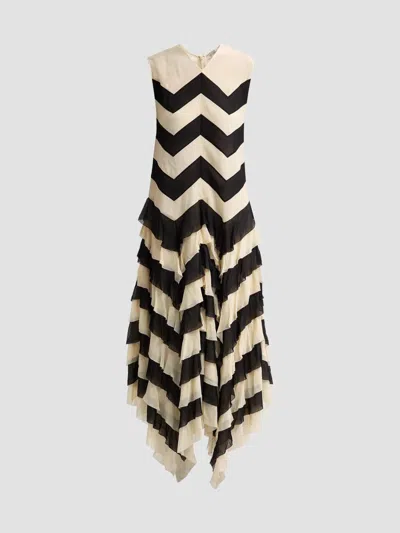 Zimmermann Women's Ascent Chevron Ruffled Maxi Dress In Black
