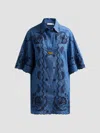 Zimmermann Aster Broderie Anglaise-trimmed Cotton-denim Mini Dress In Blue