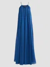 Zimmermann Womens Dark Cobalt Aster Gathered-bead Silk Maxi Dress In Blue