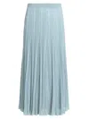 Zimmermann Aster Metallic Flared Ottoman Stitch Sweater Skirt In Blue