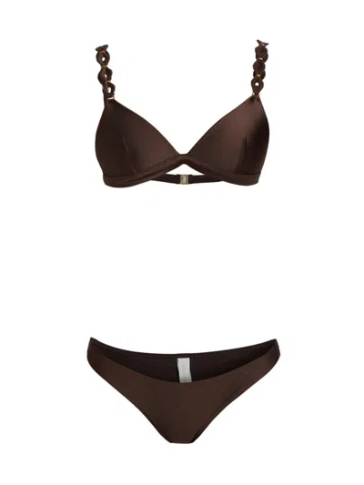 Zimmermann Women's August Triangle 2-piece Bikini Set In Chocolate