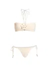 Zimmermann Awaken Embellished Crocheted Cotton Halterneck Bikini In White