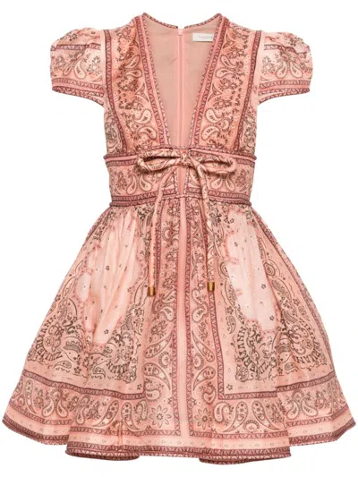 Zimmermann Women Bandana Print Linen And Silk Blend Mini Dress