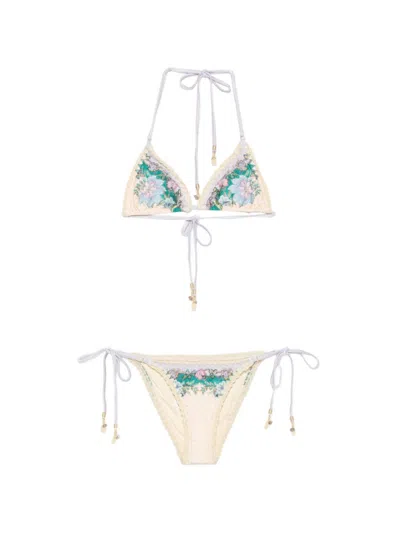 ZIMMERMANN WOMEN BEIGE FLORAL SWIMWEAR