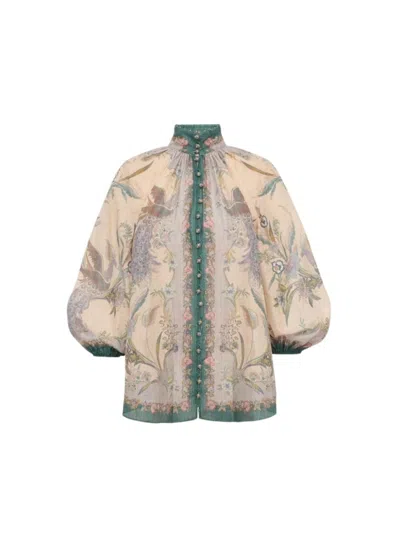 Zimmermann Beige Regular Printed Shirt In Neutral