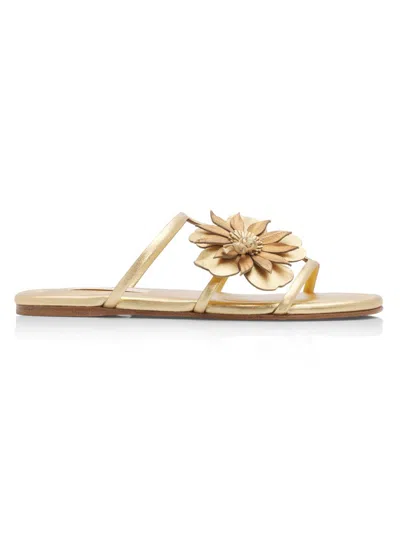 Zimmermann Belara Leather Slide Sandals In Gold